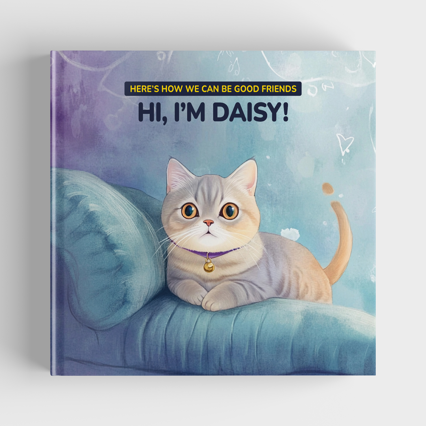Personalized pet storybook cover featuring Daisy the cat
