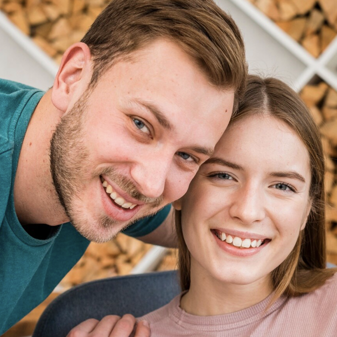 Happy couple smiling together
