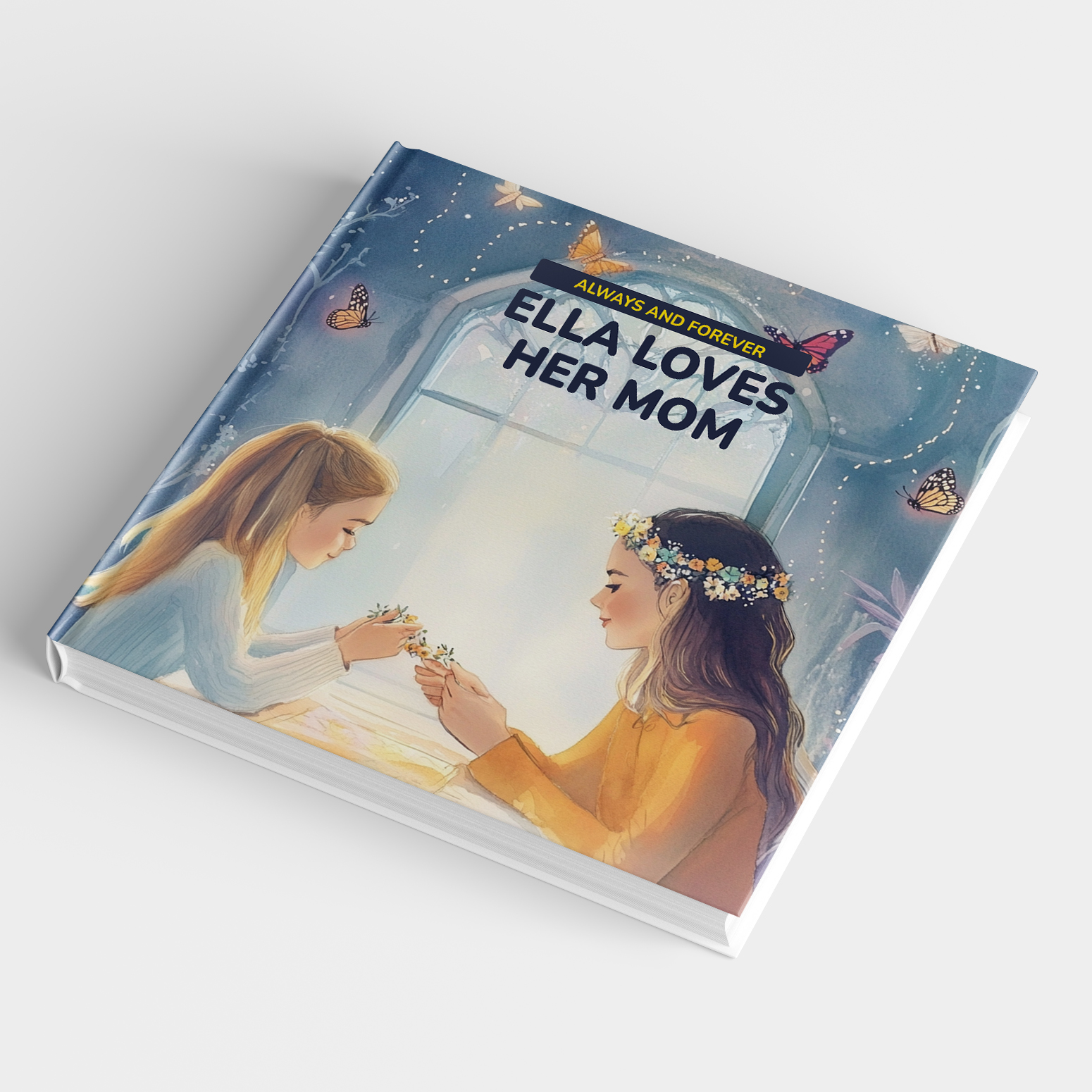Beautiful personalized book cover showing Ella Loves Her Mom
